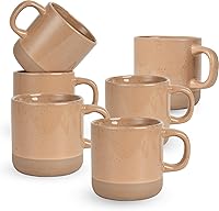 Vista 9 de Juego de tazas de café de 12 onzas para 6, tazas de té con asa para café, té, cacao, leche (blanco)