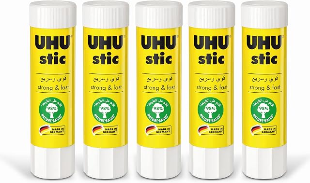 UHU stic, Glue Stick Without Solvent 5 x 40 g Blister, White
