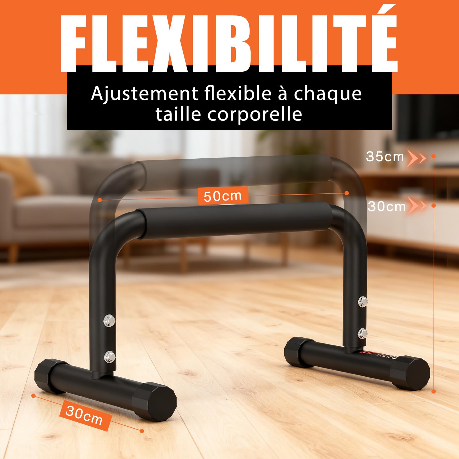 DH FitLife Barres parallettes calisthenics réglables 30–35 cm | Poignées de pompes 2 hauteurs | Dip bar 200 kg pour musculation, fitness & street workout | Utilisation intérieur & extérieur