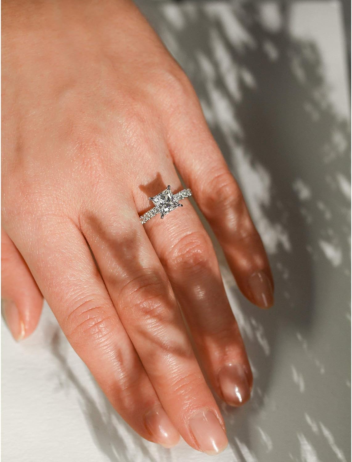 Kobelli 1.5ct Princess Moissanite Comfort Fit French Pave