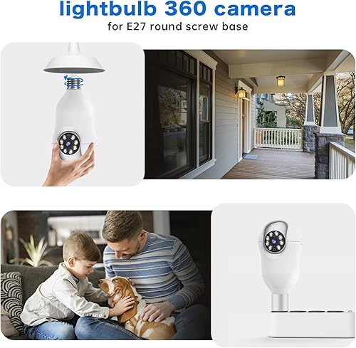 Miniatura 7 de Eagle Eye Cámara 360, cámara de seguridad con bombilla 2K para exteriores, cámara de seguridad WiFi de 2.45 GHz, cámara de seguridad Eagleeye con