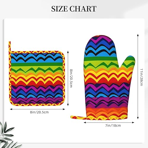 Miniatura 4 de Gay Pride - Juego de guantes de horno y soportes para ollas con estampado de arco iris, resistentes al calor, antideslizantes, para cocina, cocina,