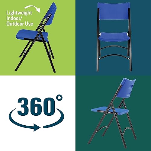 Miniatura 6 de National Public Seating - silla plegable liviana moldeada, 4 unidades, AzulNegro, 4