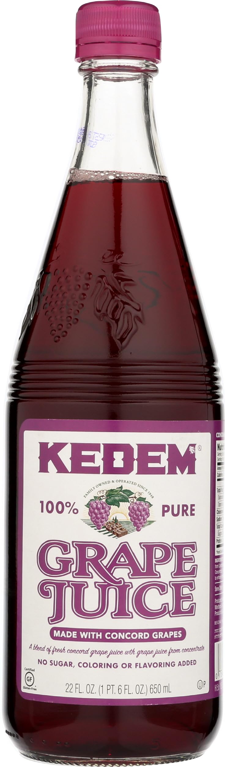 kedemConcord Grape Juice, 100% Pure Grape Juice, No Sugar, No Cloring, or Flavoring Added, 22 Fluid Ounce (Pack of 12)