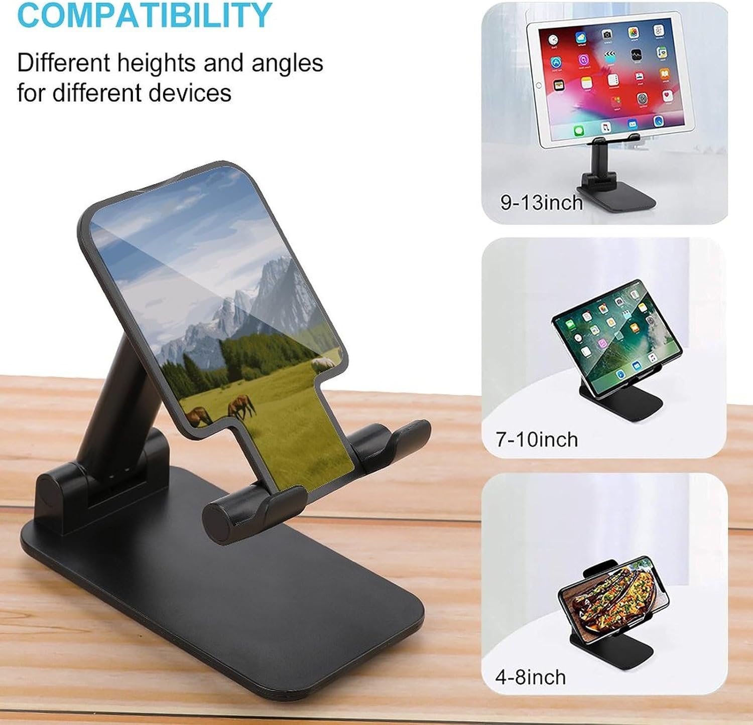 Pasture Grazing Horses Foldable Phone Stand for Desk Taller Stand image 3