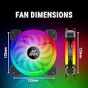 Ant Esports Superflow 120mm 3 IN 1 ARGB Three Dual-Sided ARGB ring light PWM Case Fan Kit - Black, 45.3 CFM Airflow, 1500 RPM gallery image