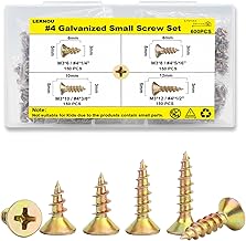 600pcs #4 Wood Screws Assortment Kit,Small Flat Head Screws,Philips Flat Yellow Zinc Screws,Suitable for Furniture Cabinet,DIY Model Assembly and More,4 Sizes(1/4'',5/16'',3/8'',1/2'')