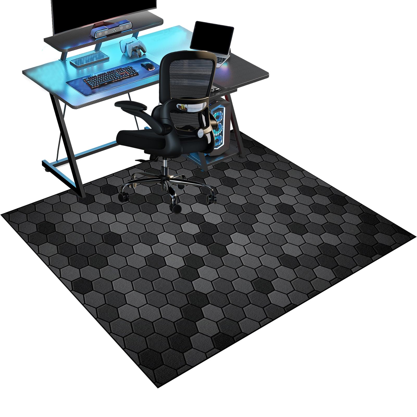 Gaming Chair Mat for Hardwood Floor Non-Slip Floor Protection Mat 90 x 120 cm Office Chair Mat for Carpets Anti-Slip Floor Protector Mat Computer Desk Chair Mat for Gaming Room Home Office Decor