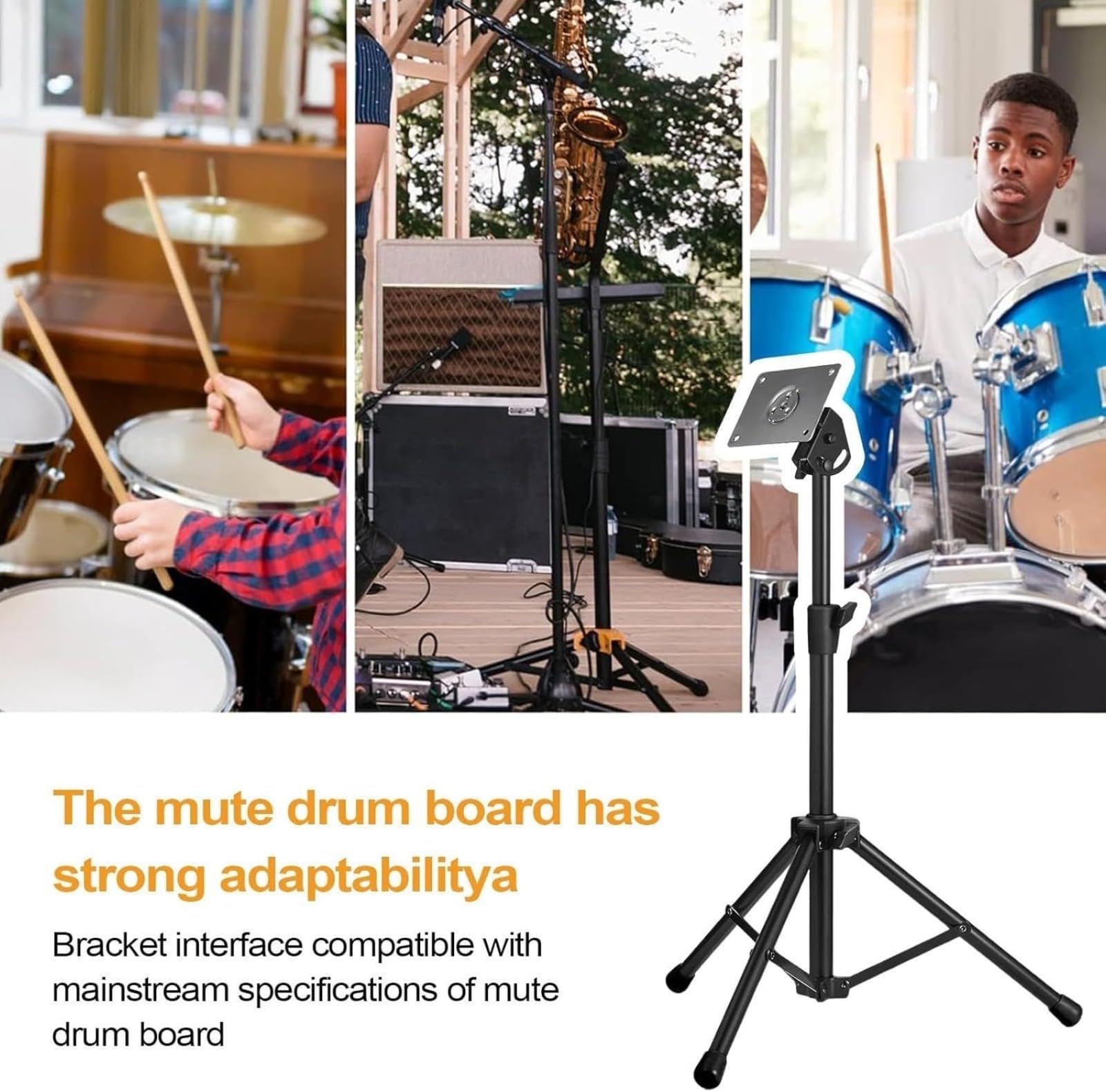 Generico Supporto per Drum Pad - Supporto Regolabile per Rullante - Regolabile in Altezza per Drum Pad per Viaggi Casa Scuola Campeggio e Performance