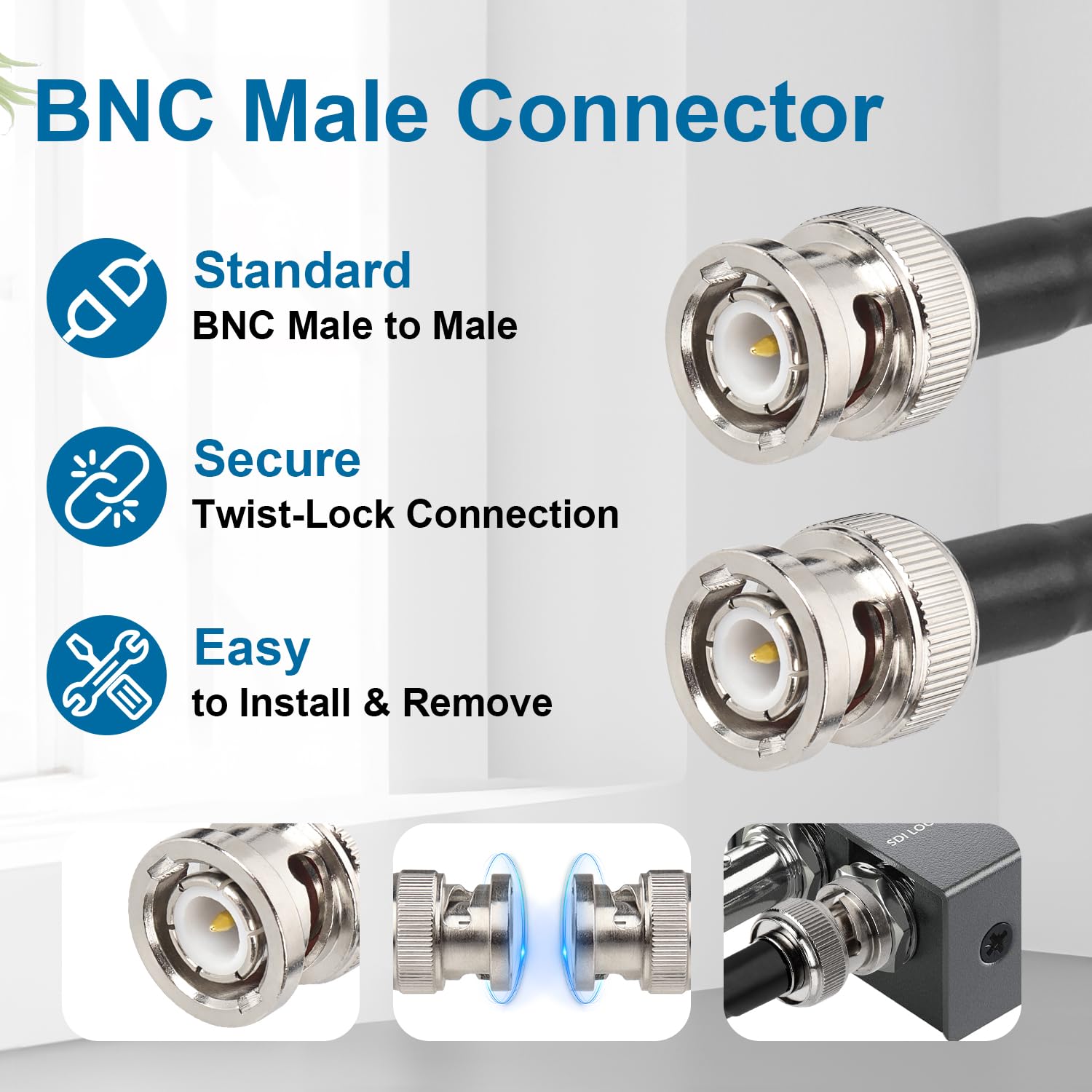 XRDS -RF Cavo coassiale RG58 da maschio BNC a maschio BNC, con nucleo in rame massiccio, cavo RF a bassa perdita a doppia schermatura per CCTV, video, radio, oscilloscopio, apparecchiature di prova