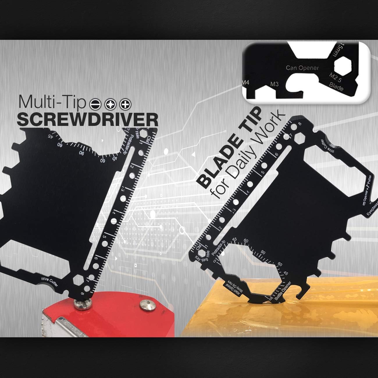 Multi Tool Card Size Gadget Wallet Set - 46 in 1 Pocket kit, Red, White, and Blue - Image 5