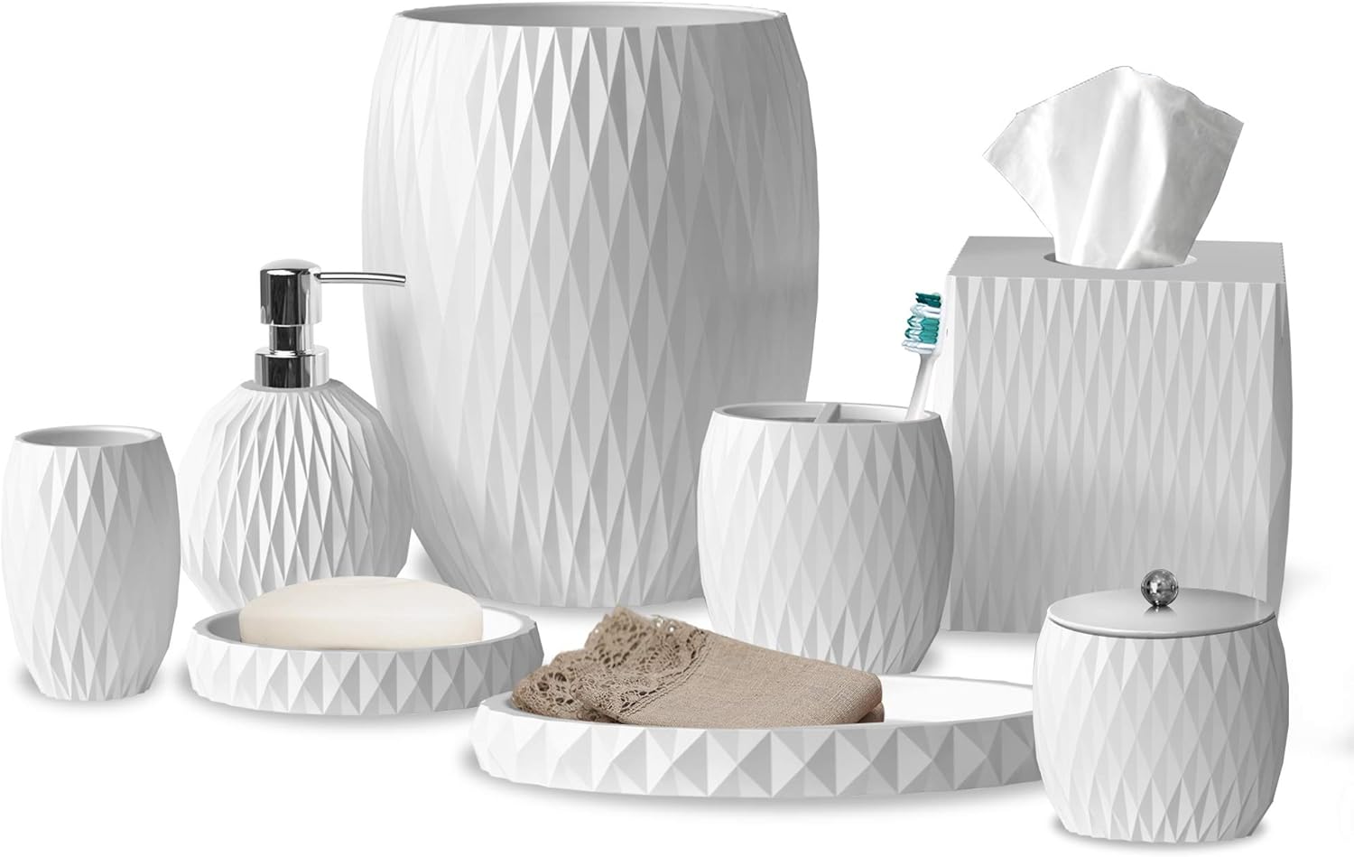 nu steel White Resin Bath Accessory Set for Vanity