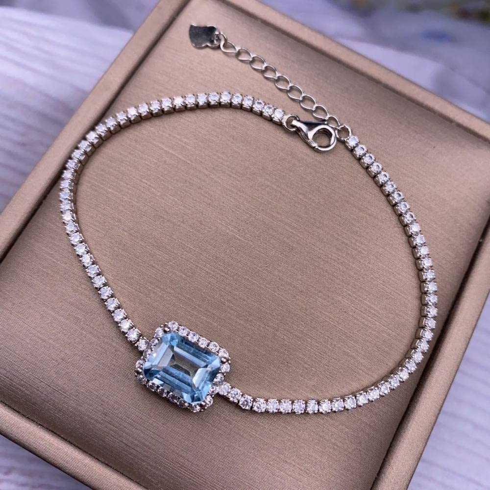 Damen Charm-Armband,Tennisarmbänder Aus 925Er Sterlingsilber, Leuchtende Edelsteineinlagen, Facettierte Opal-Armbänder, Geburtsstein, Verstellbarer Armreif, Ewigkeitsschmuck Für Ihre Hochzeitsfra