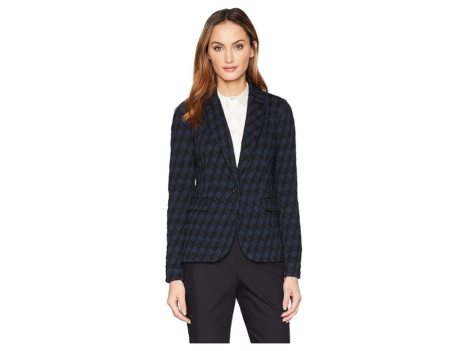 

Elliott Lauren Rubiks Cube Textured Blazer (Blue/Black) Women's Jacket