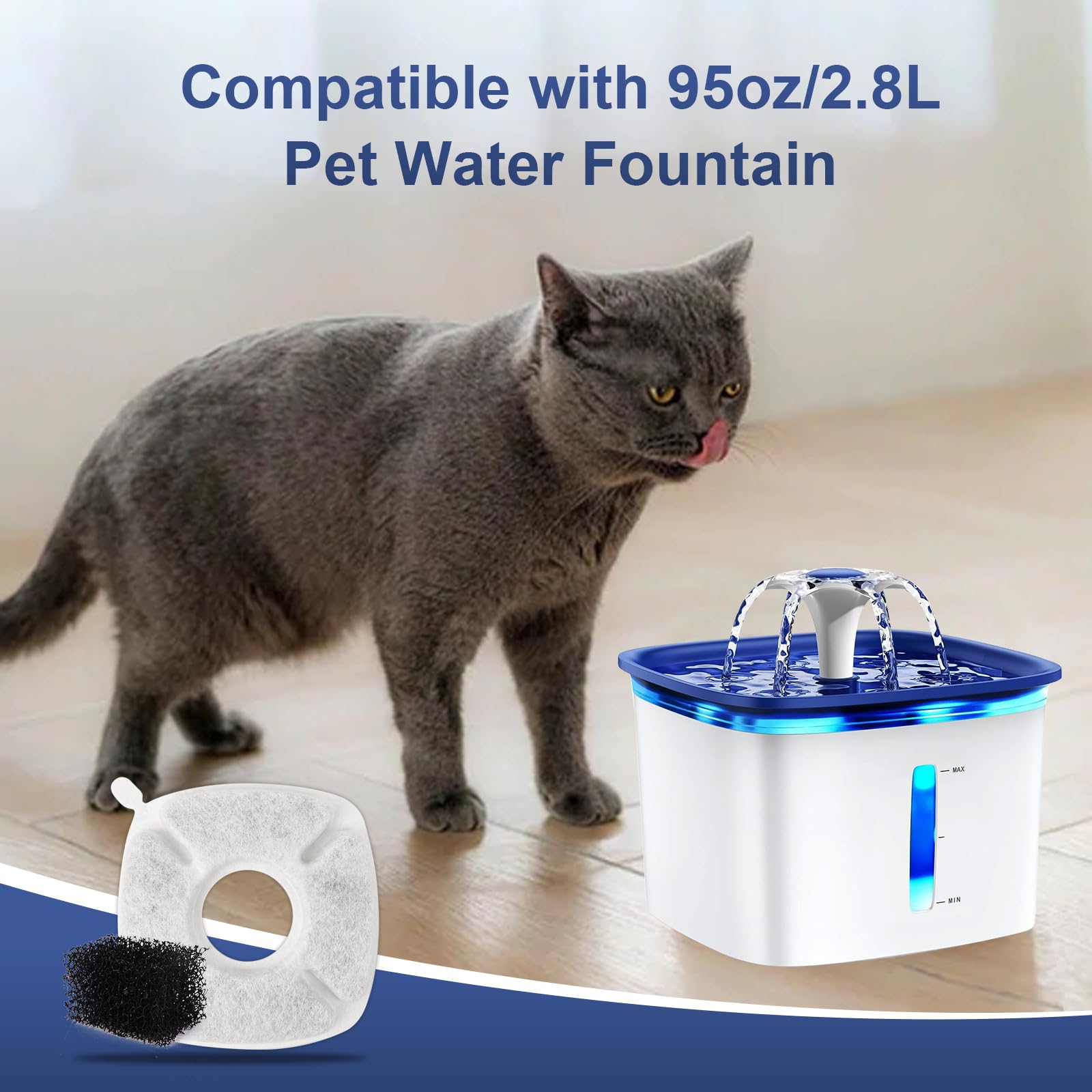Pet Supplies : 8 Pcs Cat Fountain Replacement Filters For Veken 95Oz/2.8L Automatic Pet Fountain - View #5