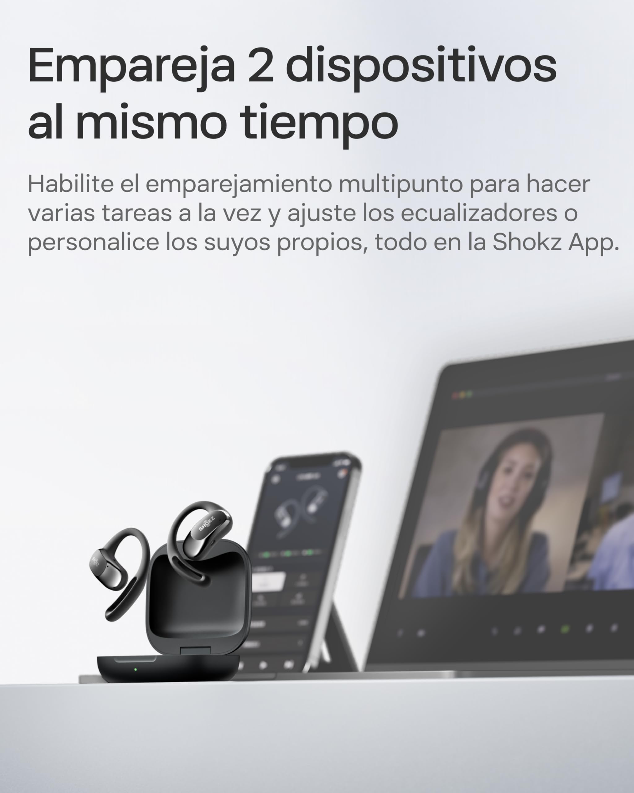 Shokz Auriculares Open-Ear OpenFit Air, Bluetooth con Micro, IP54, Negro | Resistencia al Agua IP54 | 28h de reproducción | Carga rápida | Auriculares Inalámbricos | para Entrenamiento