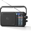 Radio portátil AM/FM YOWGULF con recepción fuerte, batería o corriente alterna | Conexión Bluetooth, diseño retro clásico, gran recepción, altavoz grande, perilla de sintonización grande, ideal para personas mayores 1