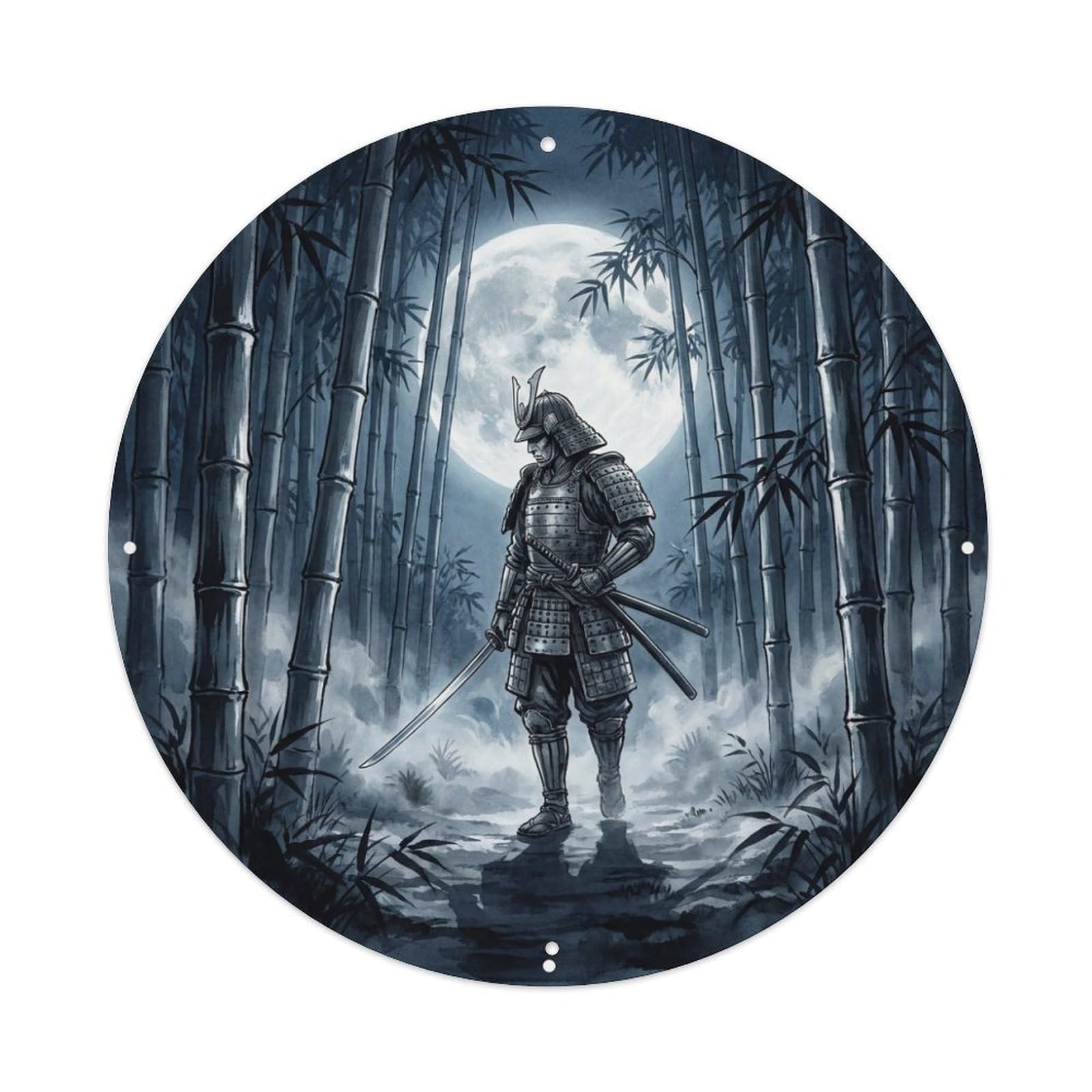 Cwbufd Vintage Style Moonlit Ronin Bamboo Forest Retro Wall Plaque Vintage Metal Tin Sign Plaque Wall Decor For Cafe, Club Bar, Office, Garden Metal Poster 8X8inch