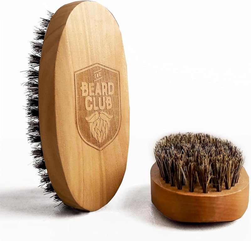 Beard Club - Cepillo de cerdas de jabalí para hombre, herramienta de cuidado de madera de abedul para peinar, domar y hacer crecer la barba de forma saludable