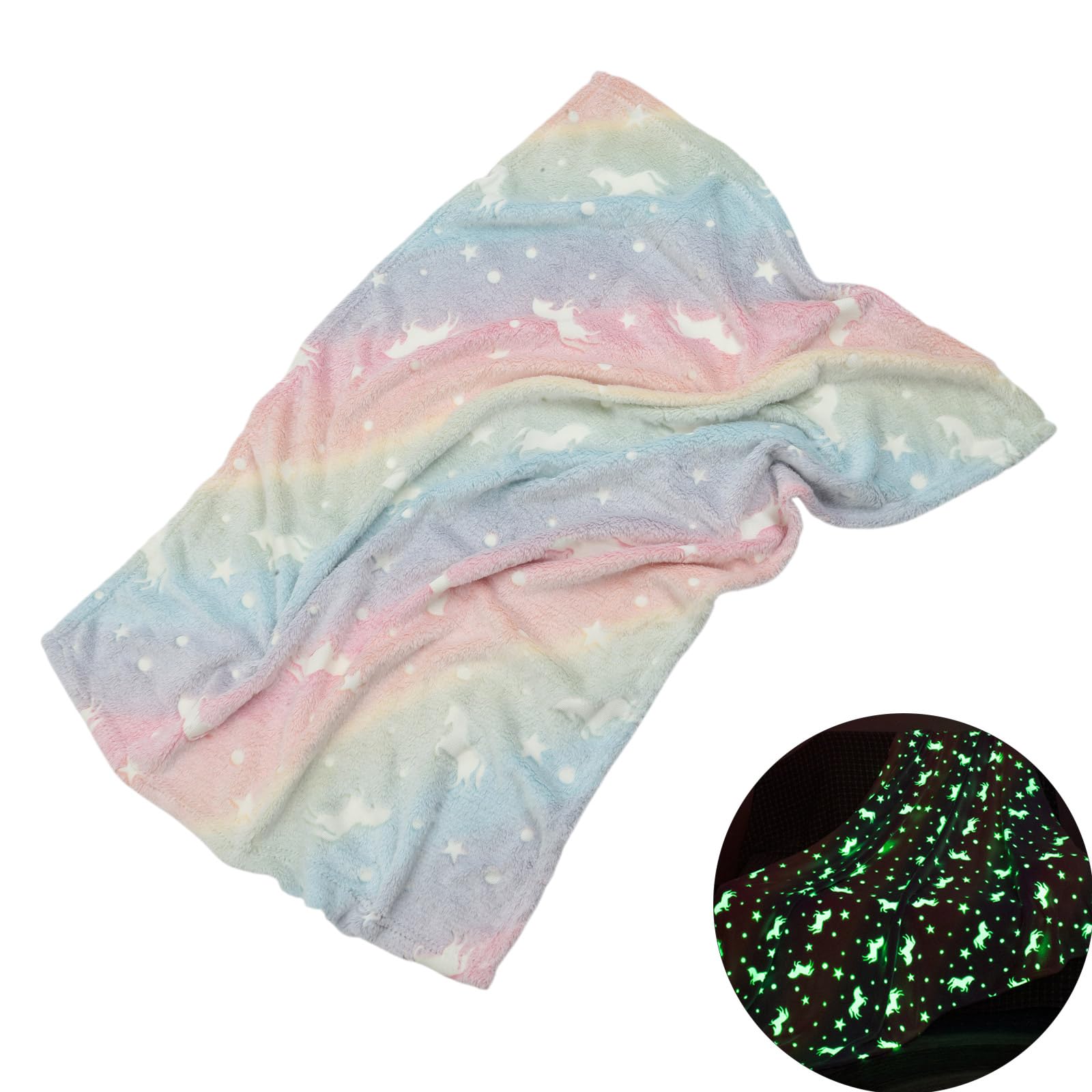 Hsioluted Blanket Warm and Soft Flannel Blanket with Glow Effect Safe Warm and Comfortable