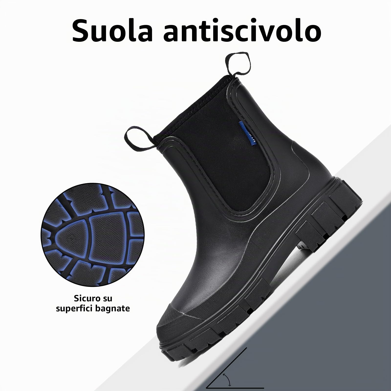 Stivali di Gomma da Donna Foderati Chelsea Impermeabile Antivento a Mezza Altezza Boots da Pioggia Comode Stivaletti da Giardino 36-41EU