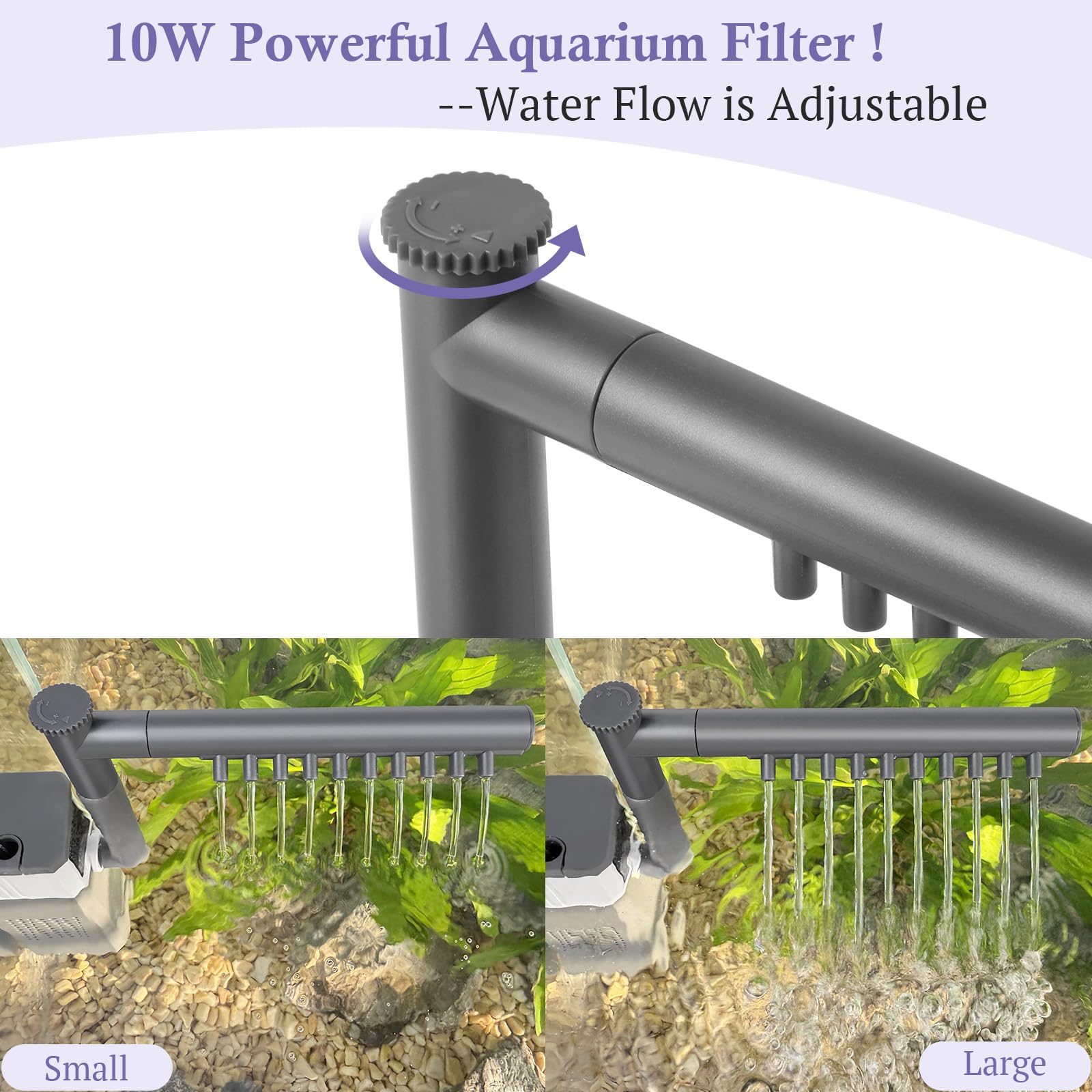 VILLNO 8W 400LPH Ultra Powerful Aquarium Filter for 30-90L Fish Tank - Image 4