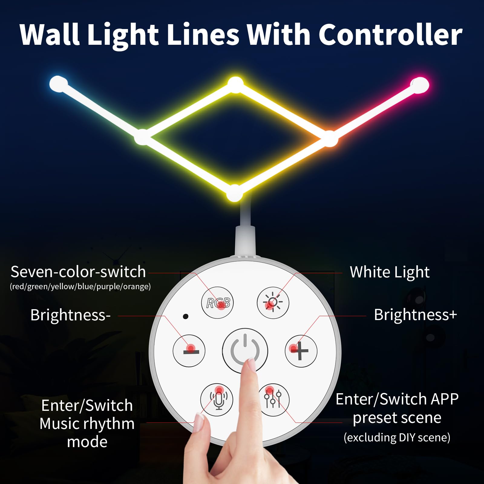 Phylosal Smart WiFi LED Wall Lights, 16M+ Color Dimmable Gaming Light Works with Alexa and Google Assistant, Music Sync, DIY and Timer Feature, RGB Light Bars for Gaming Room, Bedroom (6 Pcs,White)