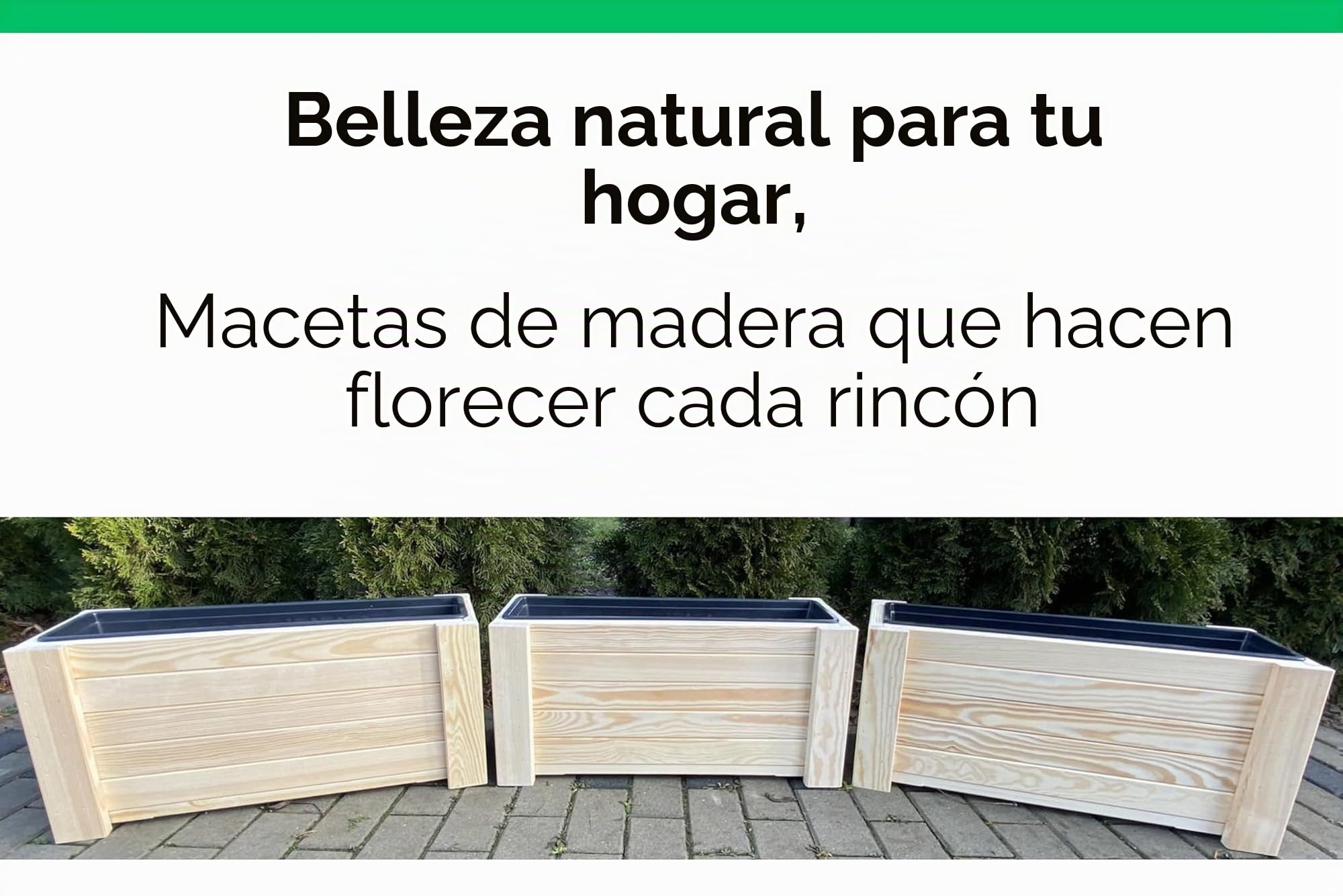 Macetero de Madera 82,5×30x25 cm, Jardineras Grandes de Madera Cruda para Interior y Exterior, Maceta Rectangular para Jardín, Balcón y Terraza