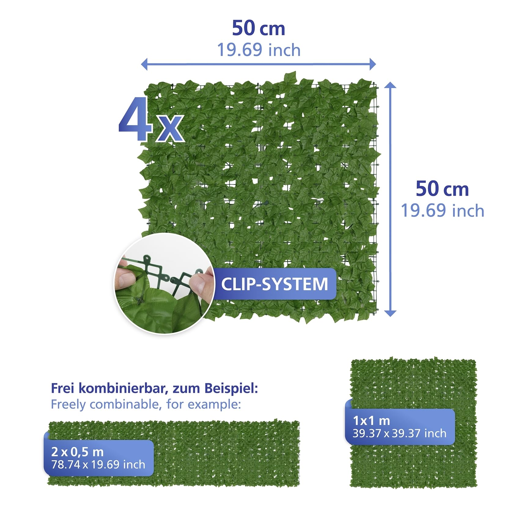 Ogród ochrona prywatności mod. bluszcz sztuczny bluszcz zielony do ogrodu jako mata maskująca wykonana z poliestru PE nylonu 100 x 100 cm, zielona