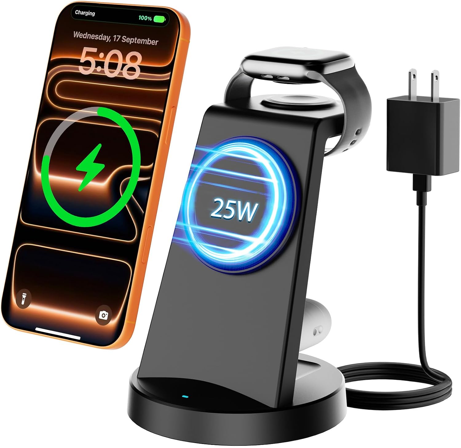 25W Charging , 3-in-1 Magnetic Wireless Charger for Apple