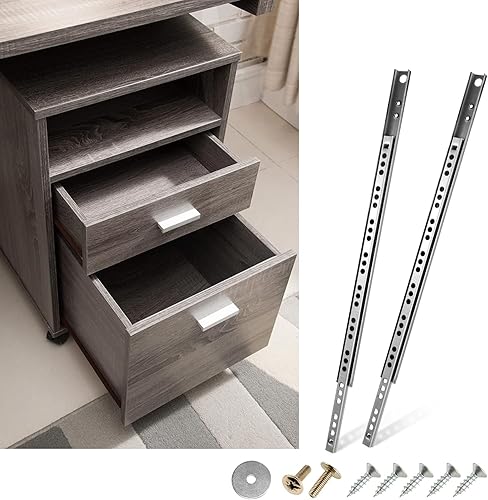 Miniatura 9 de 4 guías de cajón con rodamientos de bolas de 16 pulgadas  15.984 in, 2 rieles de metal plegables, riel deslizante bidireccional con tornillos de