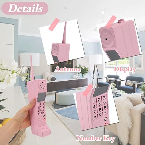 Miniatura 3 de VINGVO Modelo retro de teléfono celular, accesorio de teléfono de ladrillo antiguo de los años 80 y 90, accesorio de teléfono falso para fiesta de