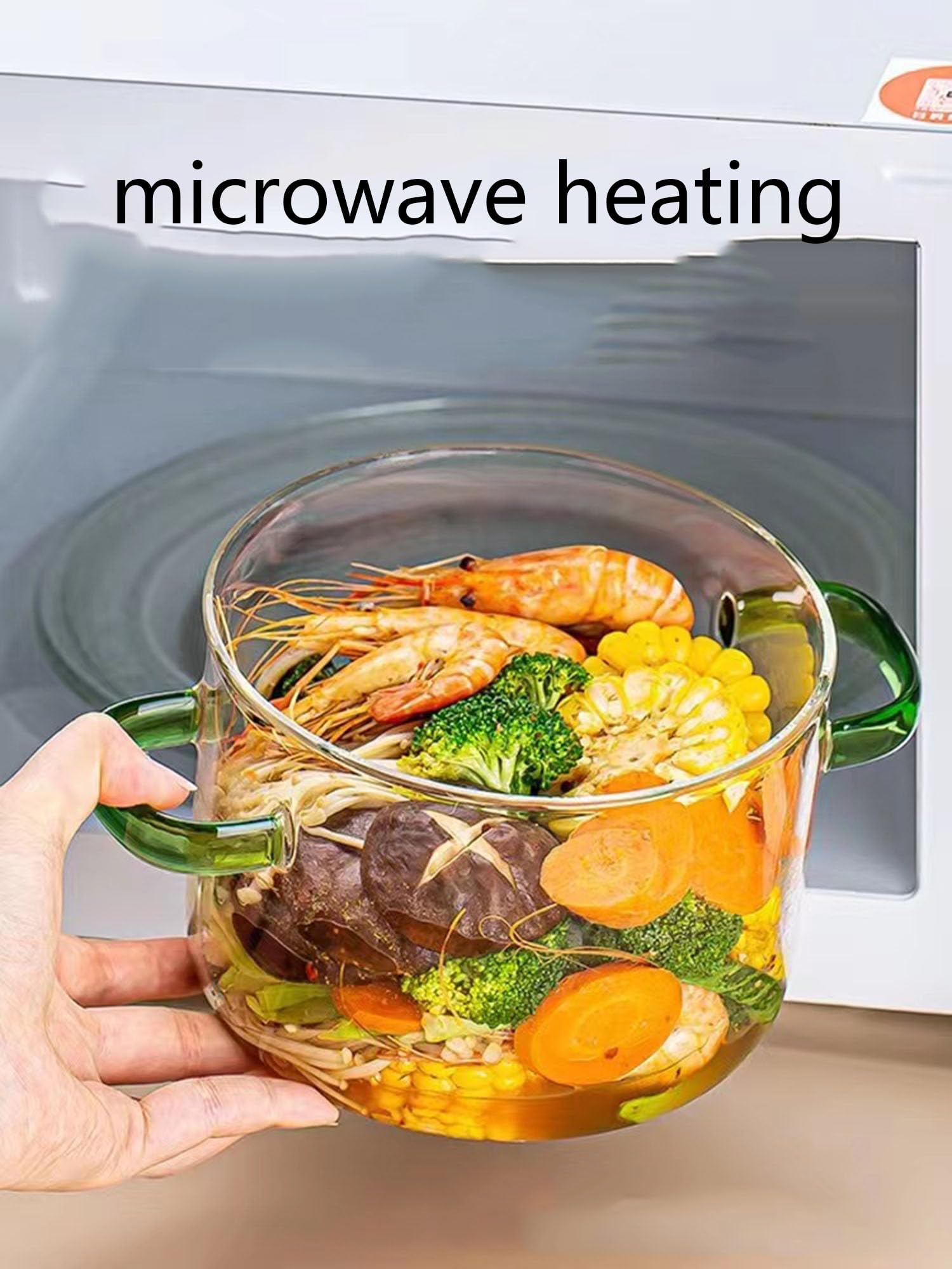 Glas-Topf, mit Deckel und Holzgriff, Glaskochgeschirr for Pasta, Nudelsuppe, Milch, Babynahrung, transparent(1600ml)