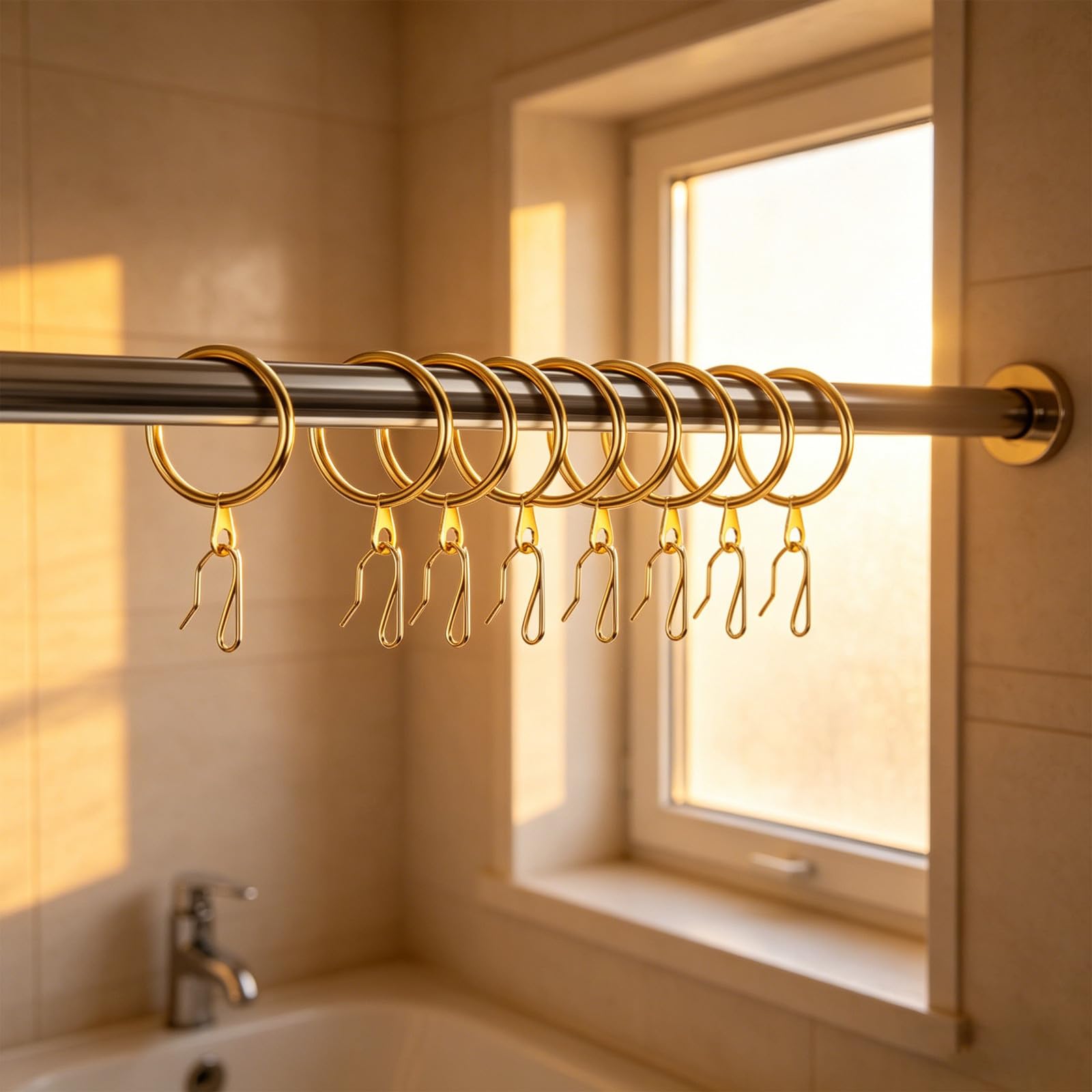 Anelli per Tende in Metallo Dorati 1,65 Pollici Set da 60 Pezzi Resistenti e Decorativi per Tende da Doccia e Finestre in Acciaio Inox per Uso Domestico