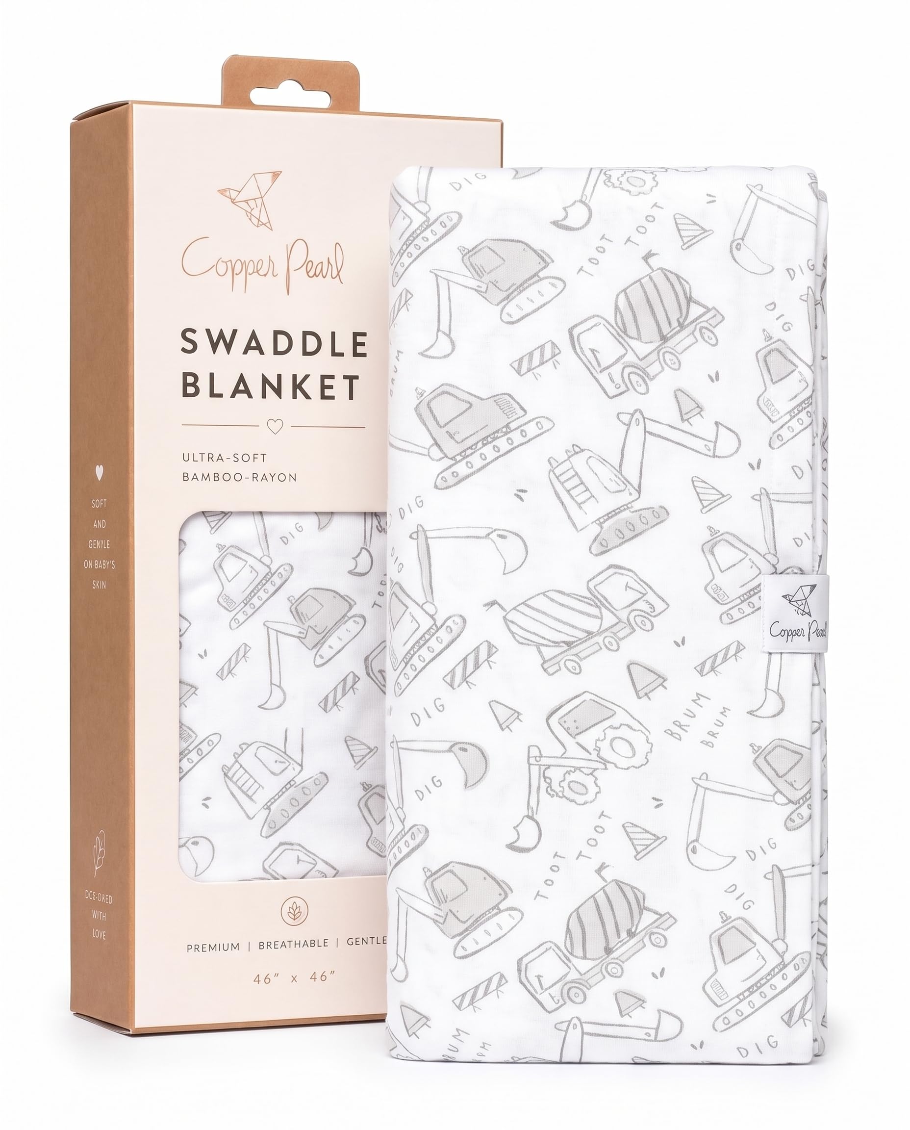 Copper Pearl Swaddle Blankets for Newborns | Soft Stretchy Receiving Blankets for Boys and Girls | Large 46 x 46 Inch Baby Blankets | Lightweight and Breathable Swaddles | Gage