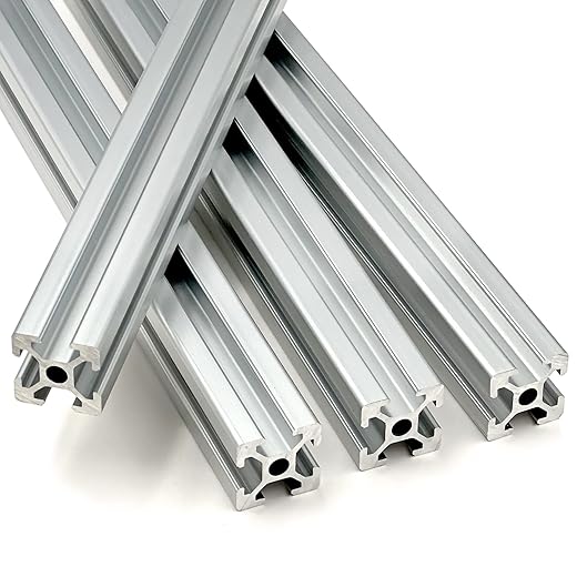 150mm T Slot 20x20 Aluminum Extrusion European Standard Silver Extruded Aluminum Anodized Linear Rail High Strength Guide Frame for 3D Printer Parts and CNC DIY Workbench(4 PCS,5.9 Inches)