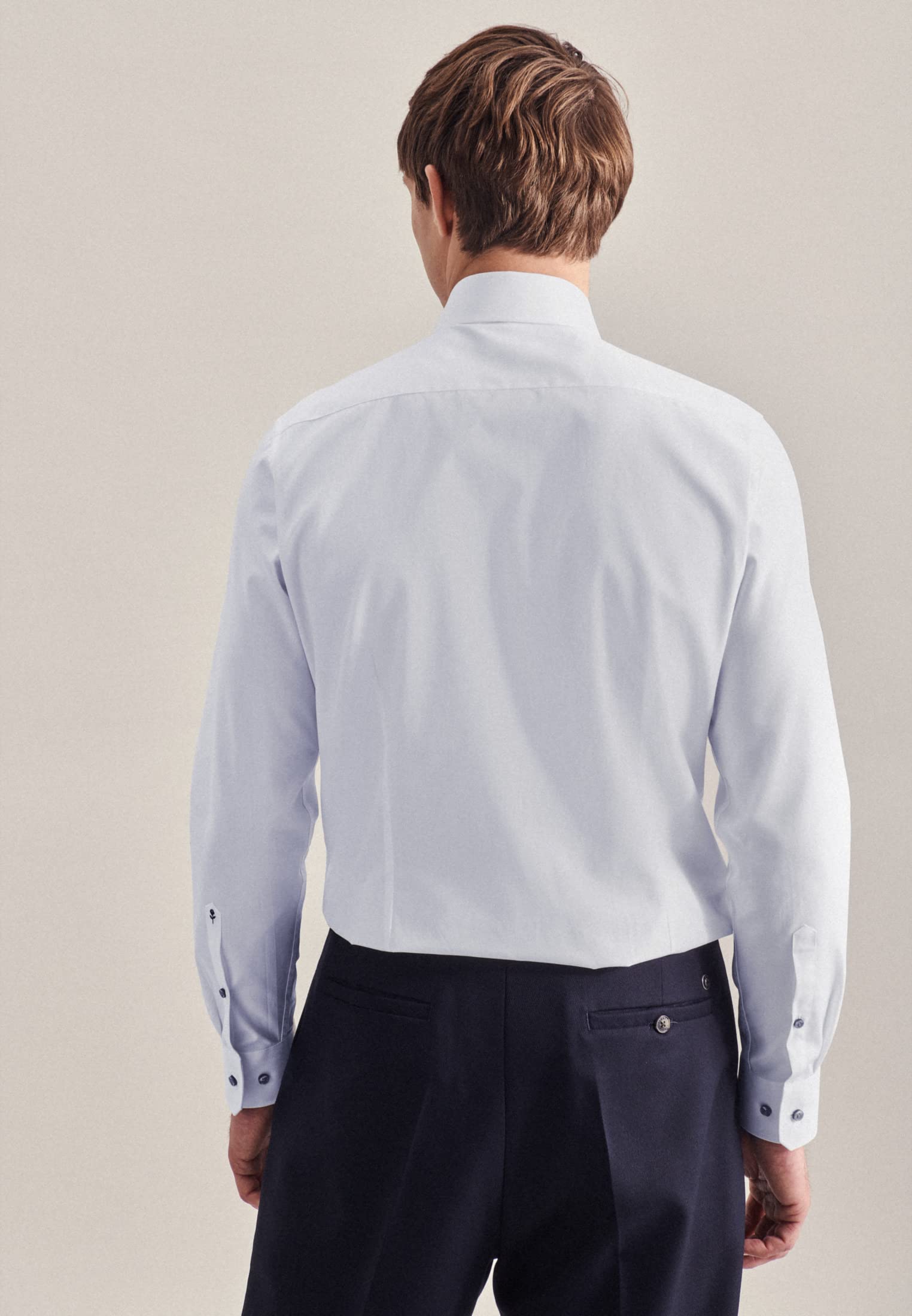 Seidensticker Męska koszula Slim Fit z długim rękawem, popelina, koszulki, biała, 40