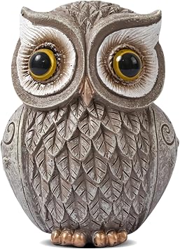 Cute Owl Statue Home Decor Brown Owl Figurines for Shelf, Living Room Bedroom Office Desktop, Bookshelf, Animal Sculptures Gifts, Decor Accents Items for Birds Lovers Large