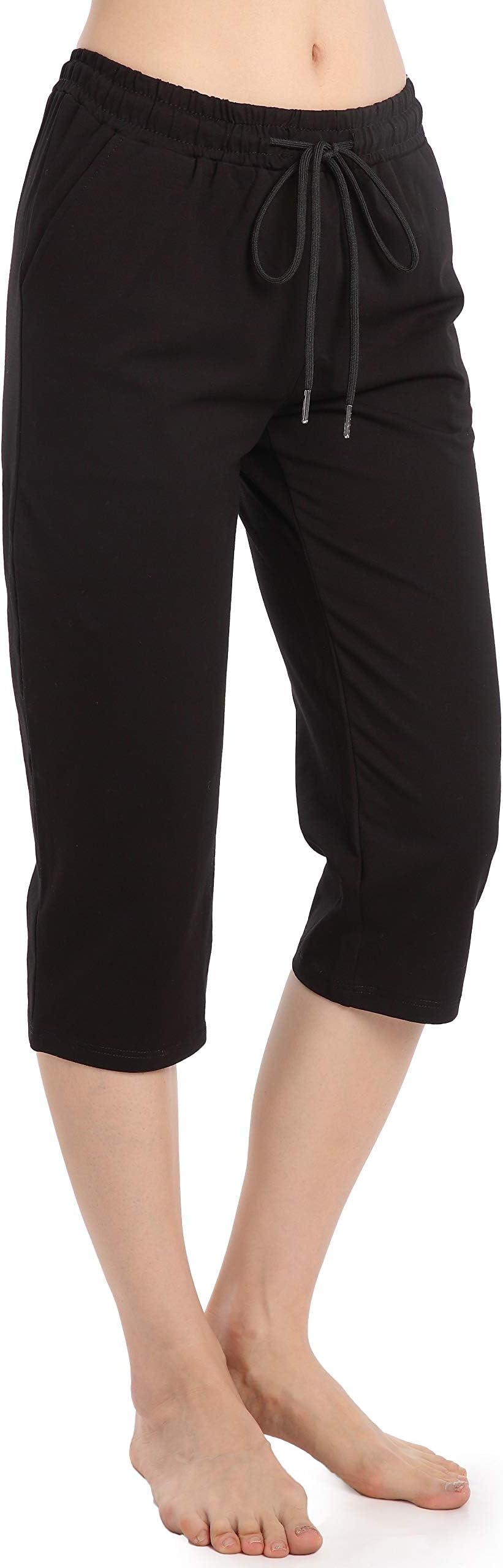 Ferrieswheel Story Spandex Capri Pants for Women 3/4 Shorts with Pockets Elastic Waist Workout