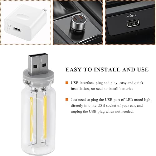 Miniatura 5 de Luz LED USB para el interior del automóvil, interfaz USB enchufable, luz ambiental retro, luces nocturnas de carga, lámpara de decoración interior
