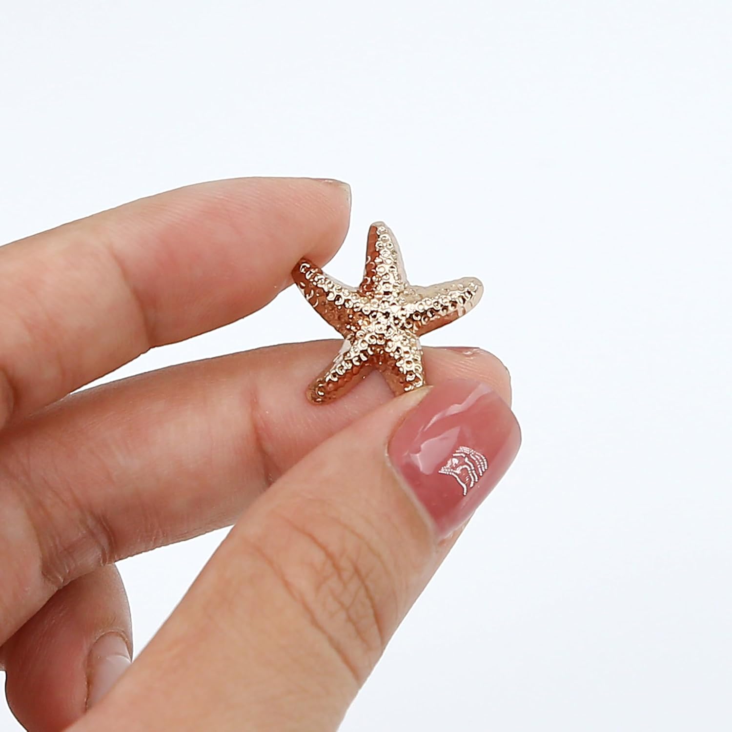 10PCS Tiny Starfish Shaped Shell Buttons, 0.79" x 0.79", Glittering Antiqued Alloy Ocean Seashells Decorative Metal Shank Accessories for DIY Handmade Sewing Jewelry (Yellow Color)