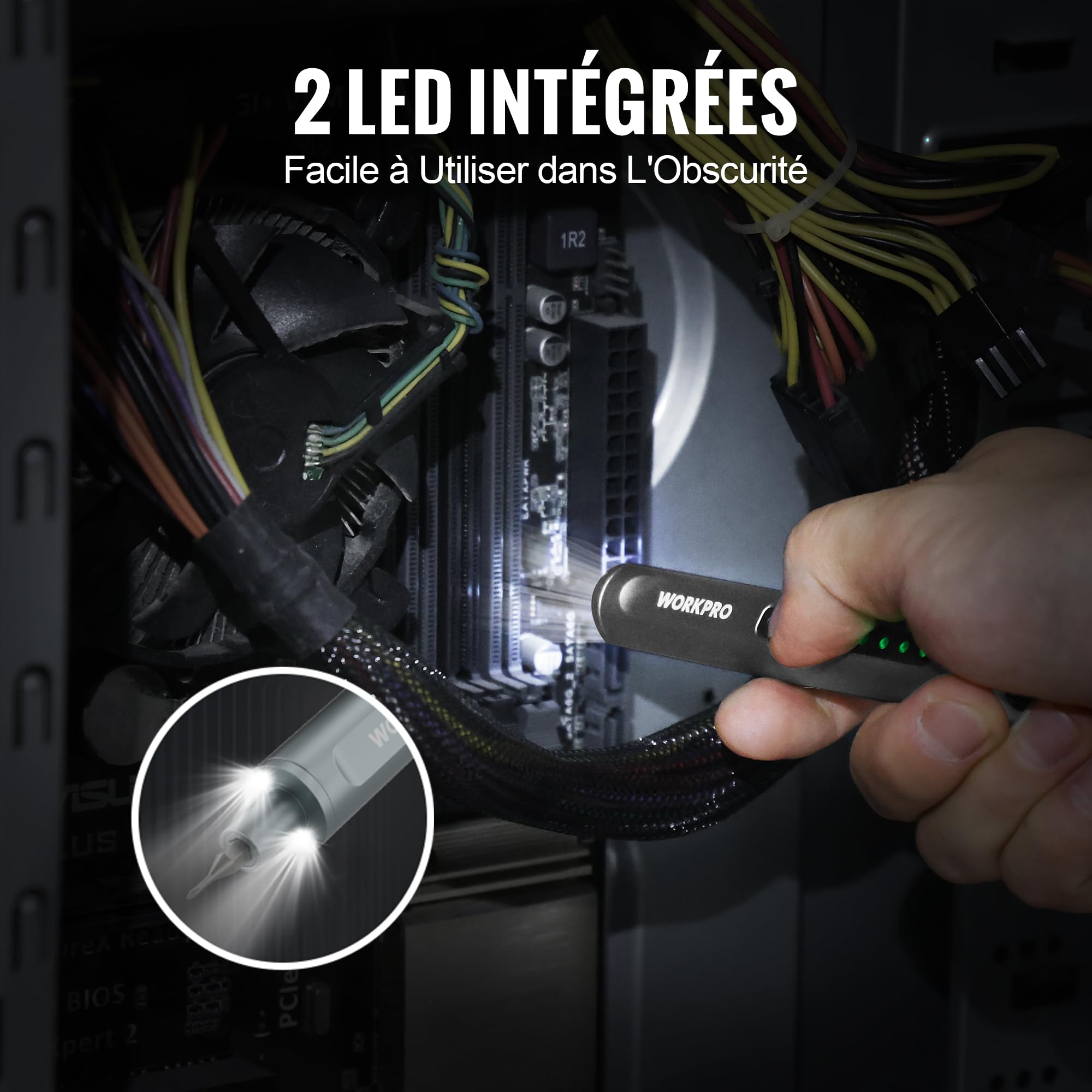 WORKPRO Tournevis Électrique de Précision 42 en 1 avec 36 Embouts | Embouts S2, Boîte Magnétique, Recharge USB Type-C, Idéal pour Téléphone, Montre et Appareil Photo