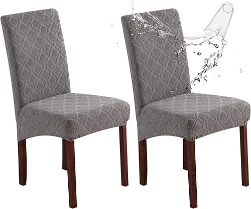 Vista 53 de Genina - Fundas impermeables para sillas de comedor, fundas elásticas de Jacquard, extraíbles y lavables, protector de silla para cocina, hotel