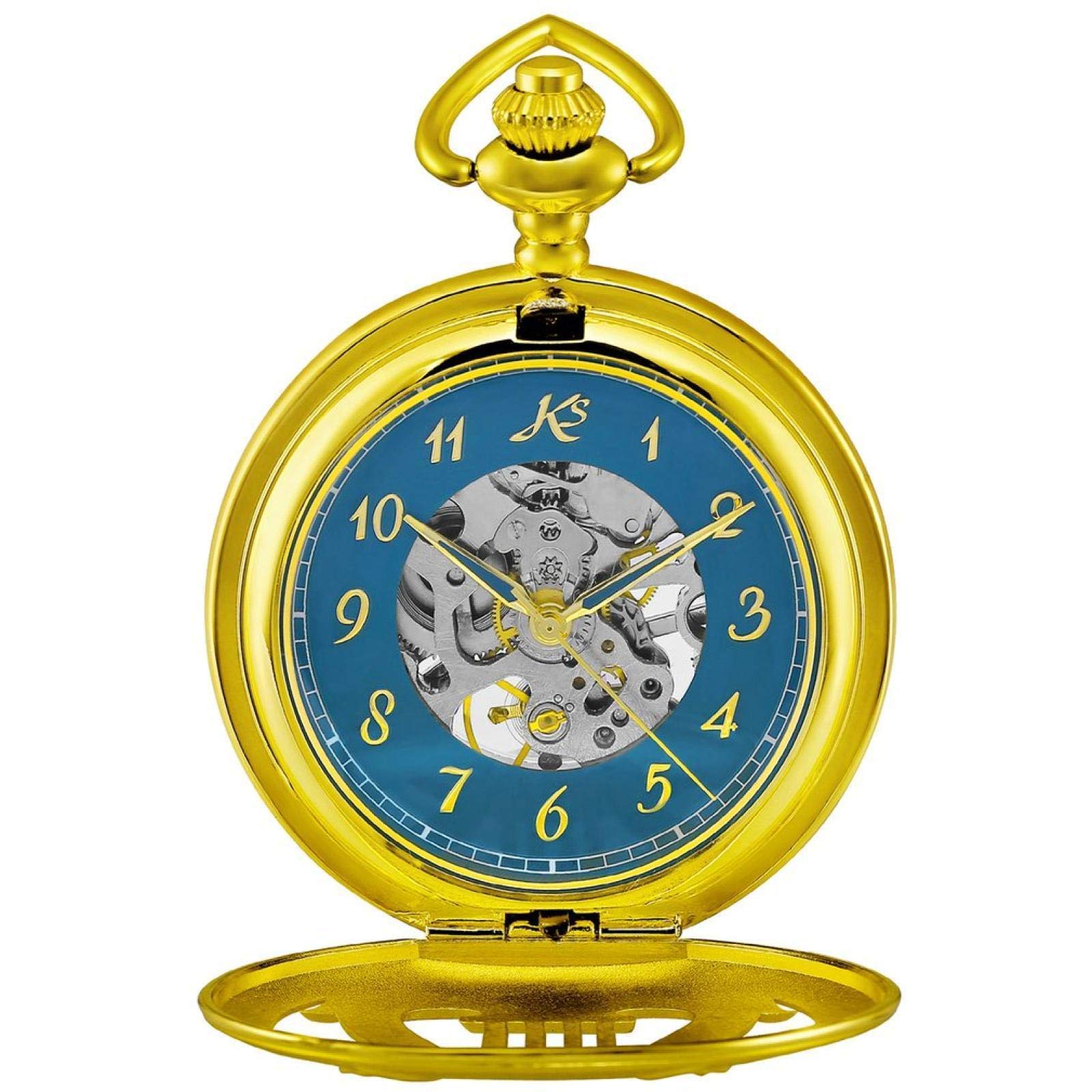 Reloj de bolsillo mecánico esqueleto vintage con colgante de plata horloge y cadena larga 6