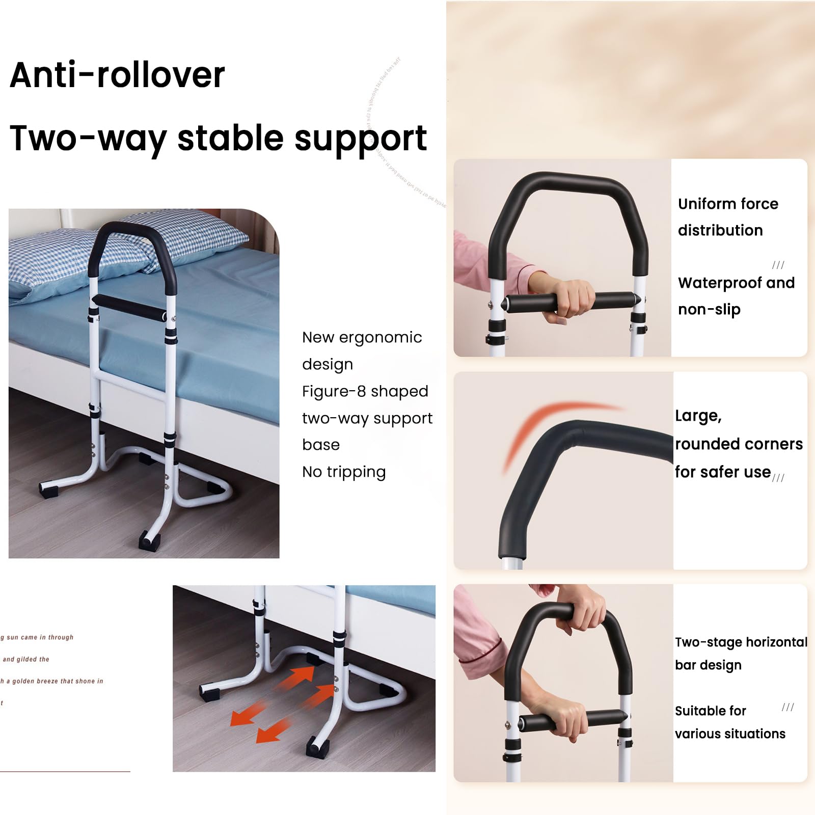 Ayudas de pie de altura ajustable para ancianos, ayuda antideslizante para caminar con soporte de carga grueso para cama, sofá, inodoro, ayuda a la movilidad (color: B)