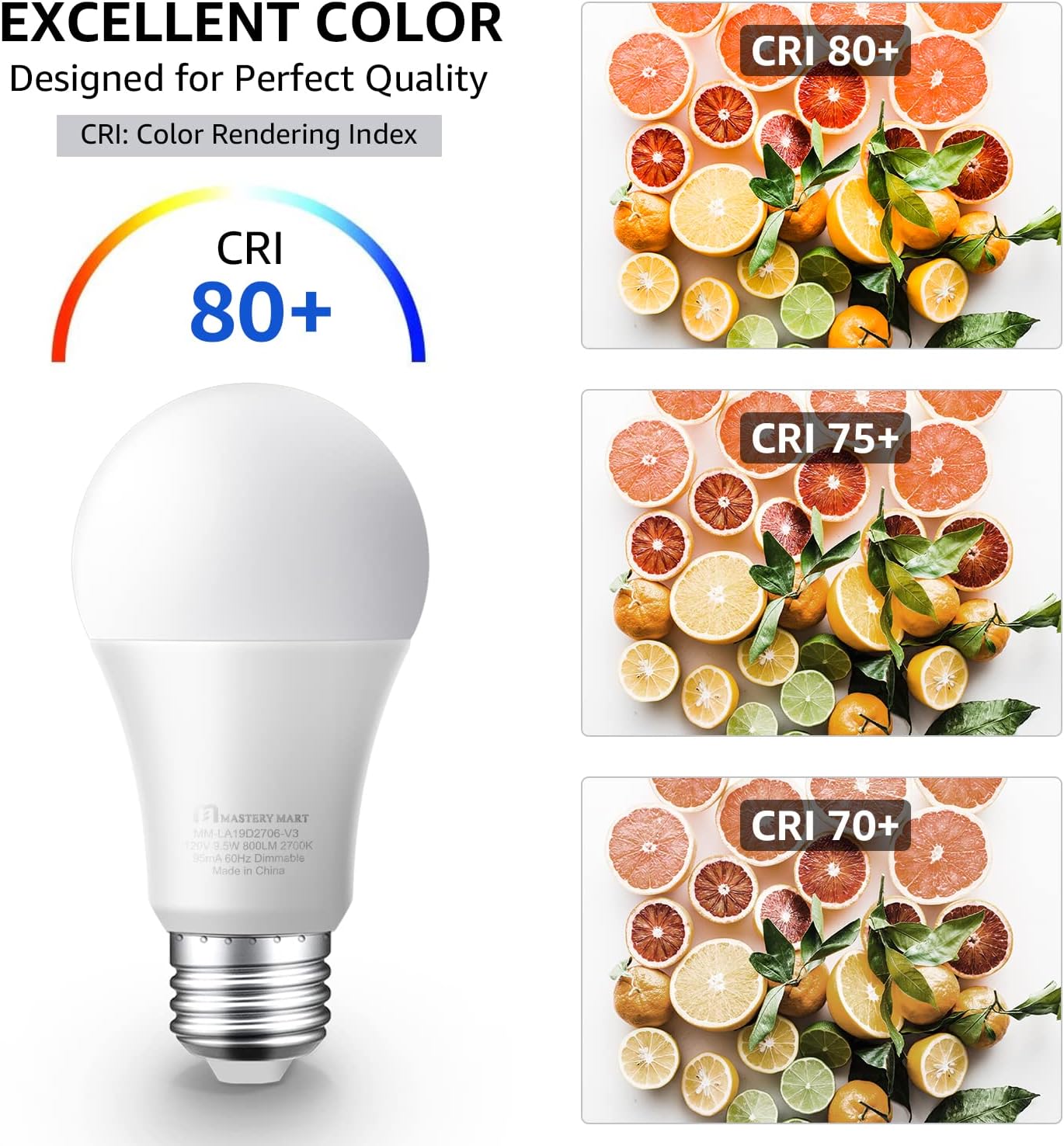 Tор Rаtеd Led Light Bulbs 10 Watt [60 Watt Equivalent], A19 - E26 Dimmable, 2700K Soft White, 800 Lumens, Medium Screw Base, Energy Star, UL Listed by Mastery Mart (Pack of 6)