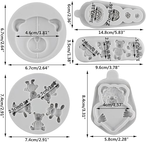 Miniatura 2 de Sijiangmold Molde de silicona para el día de San Valentín, lindo oso corazón, amor, rosa, flor, chocolate, fondant, para decoración de pasteles,