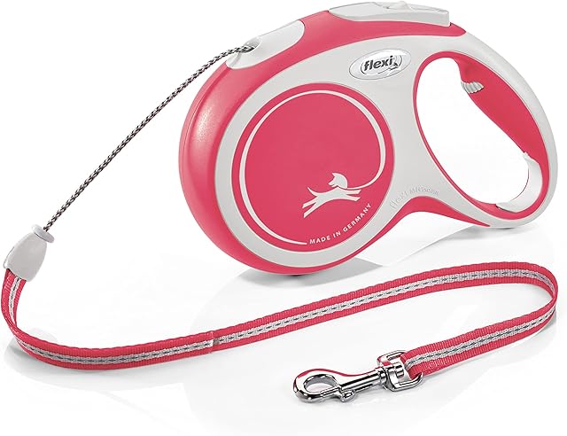 Flexi New Comfort Cord Grey & Red Medium 8m Retractable Dog Leash/Lead for dogs up to 20kgs/44lbs