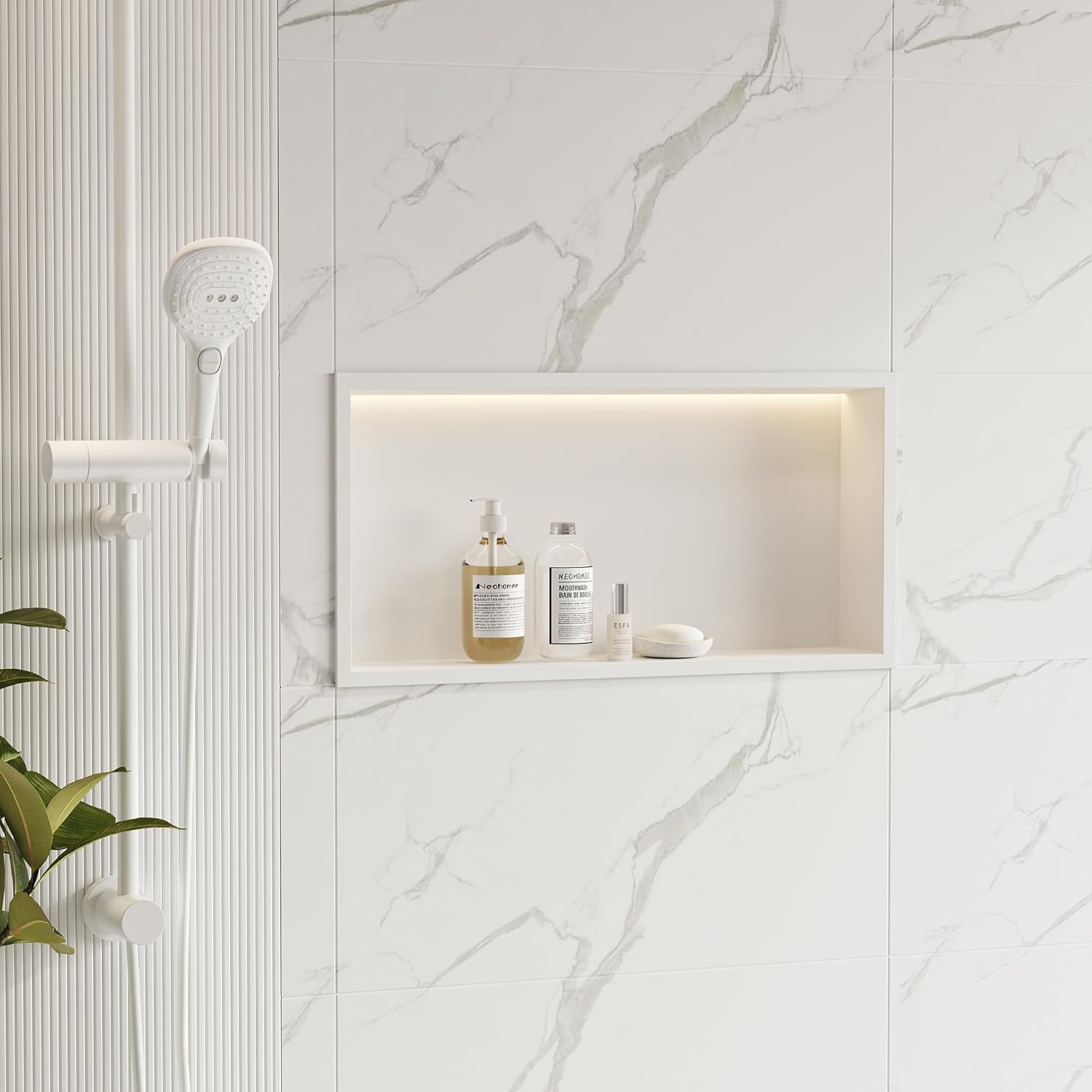 Neohomee 24x12 White Wall Niche with Non-dimmable LED Light Strip ...