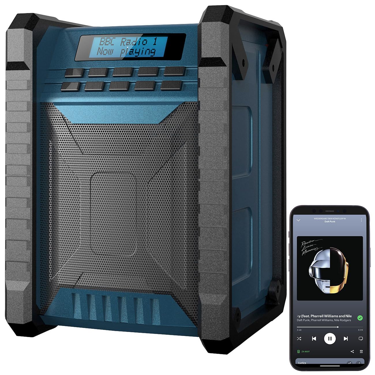 auvisio Outdoor Radio: Digitales DAB+/FM-Baustellenradio, Bluetooth, 80 Watt, IP54, Akku (Bauradio, Werkstattradio, PC)